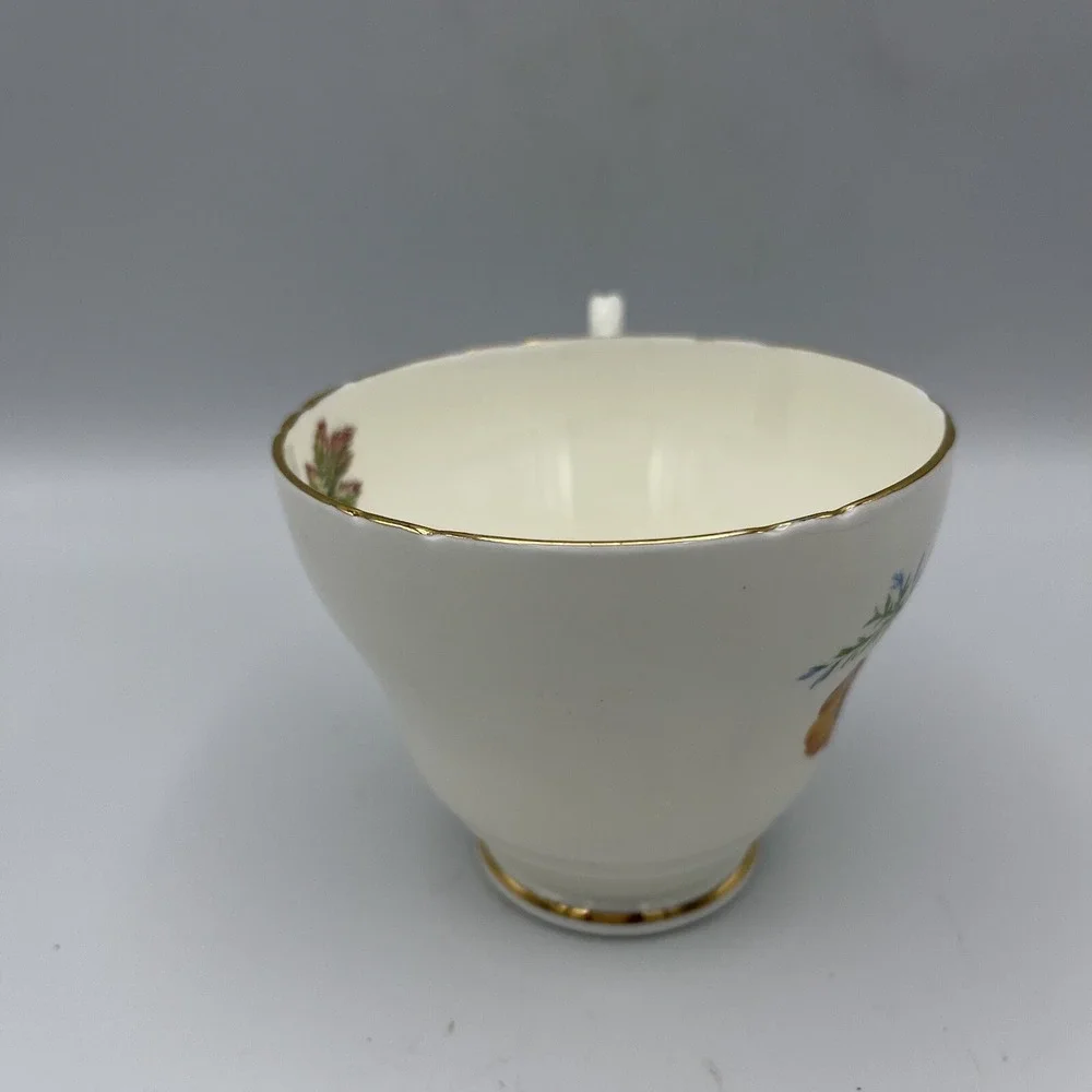 Vintage Regency Cup Saucer Bone China Footed England Fall Maple Leaf Flower Gold